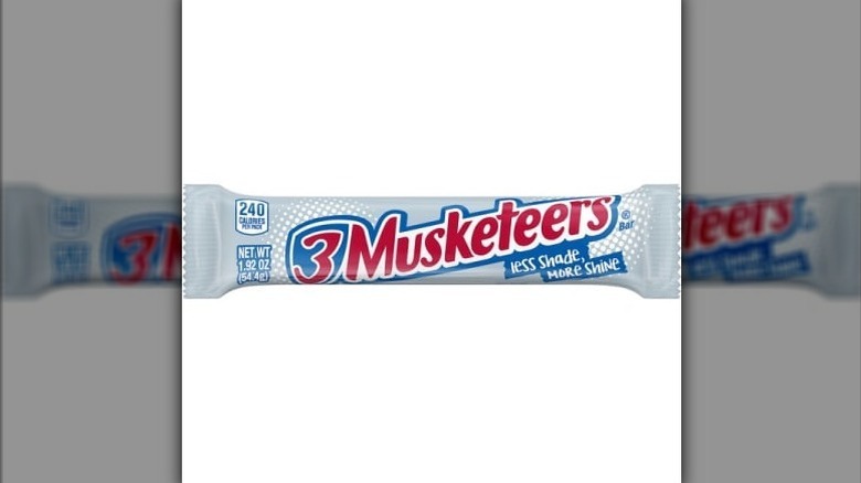 3 Musketeers bar on white background