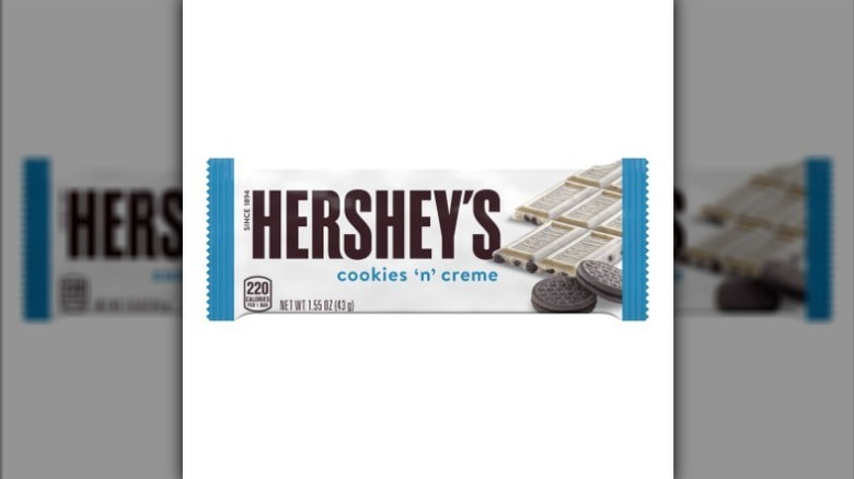 Cookies n Creme Hershey's bar on white background