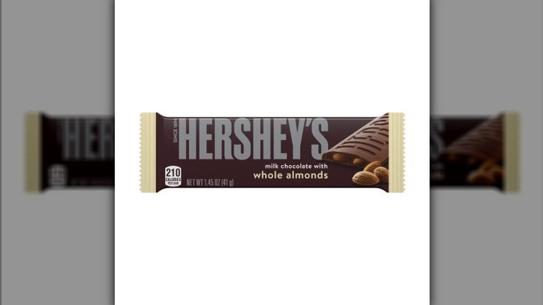 Almond Hershey's bar on white background