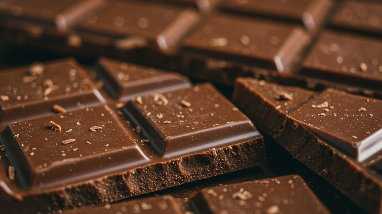 Close up of broken up chocolate bars