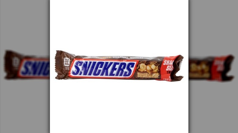 Snickers bar on white background