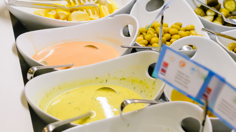 sauces on buffet table