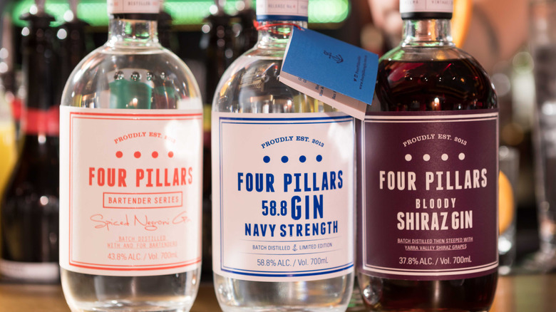 Bottles of Four Pillars gins