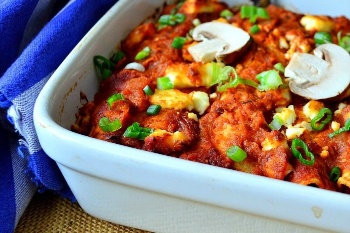 Shiitake-Stuffed Hatch Green Chile Enchiladas