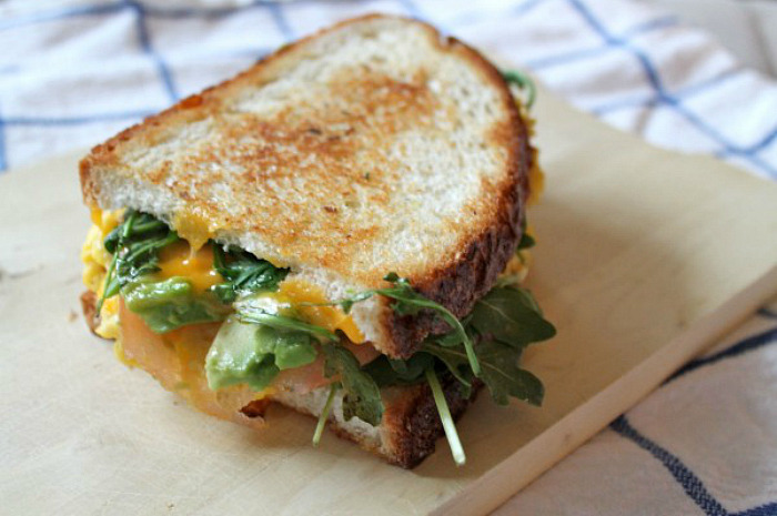 Scrambled Egg and Avocado Grilled Cheese