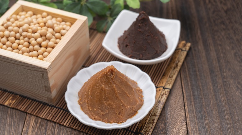 soybeans and two miso types