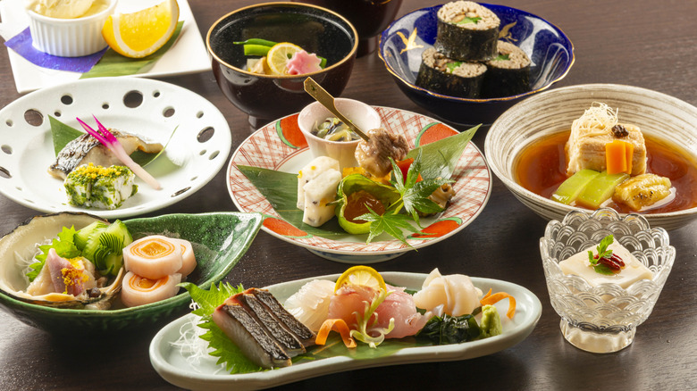 Table of various Japanese-style dishes and foods