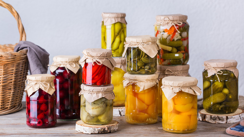 Jars of home canned vegetables