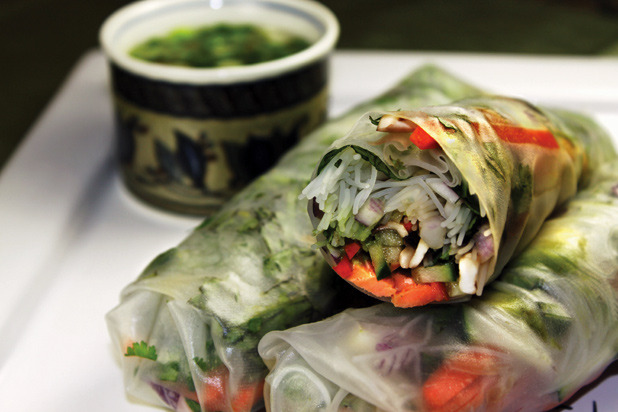 Soft Spring Rolls with Smoked Salmon and Fresh Basil