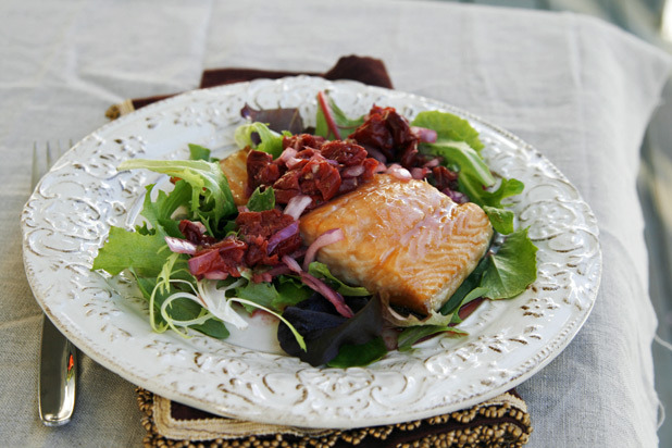 Glazed Salmon with Rustic Tart Cherry Salsa