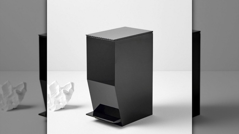 Yamazaki step trash can in front of white background