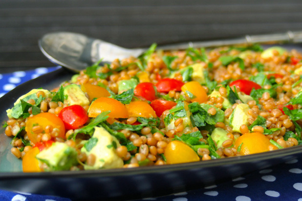 Heirloom Tomato and Avocado Wheat Berry Salad