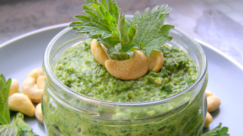 pesto with cashew in jar