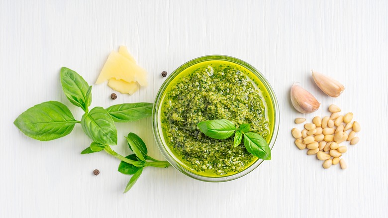 pesto genovese and ingredients