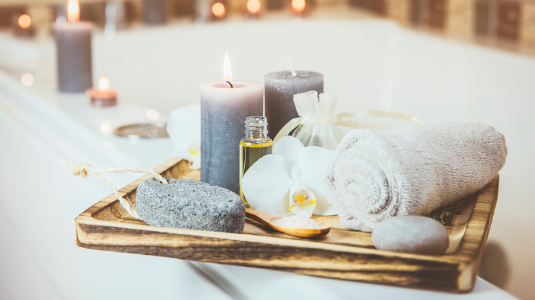 bathtub candles and olive oil