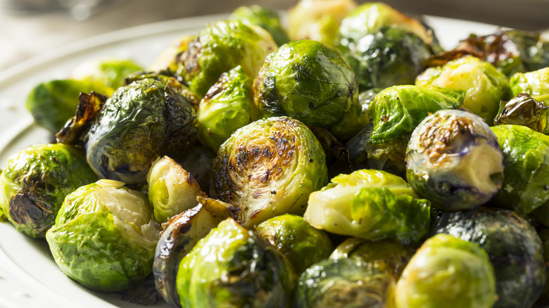 roasted brussels sprouts on plate