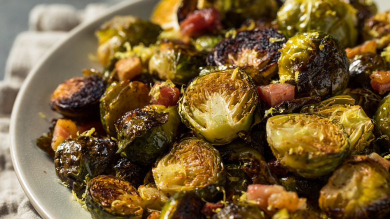 roasted brussels on a plate 