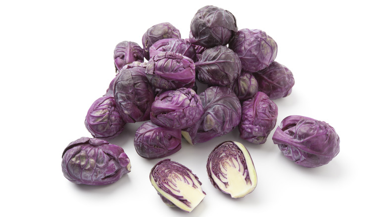 purple brussels sprouts in pile