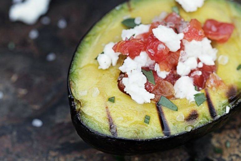 Grilled Avocado Stuffed With Tomato and Feta