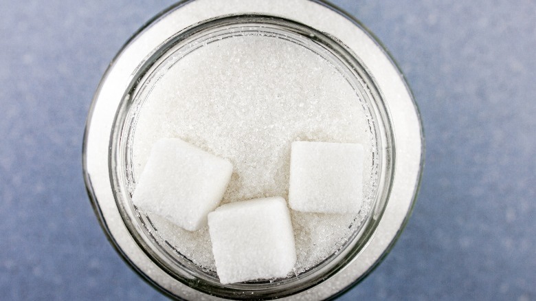 bowl of sugar and cubes