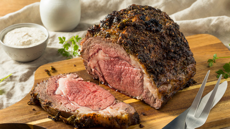 sliced standing rib roast
