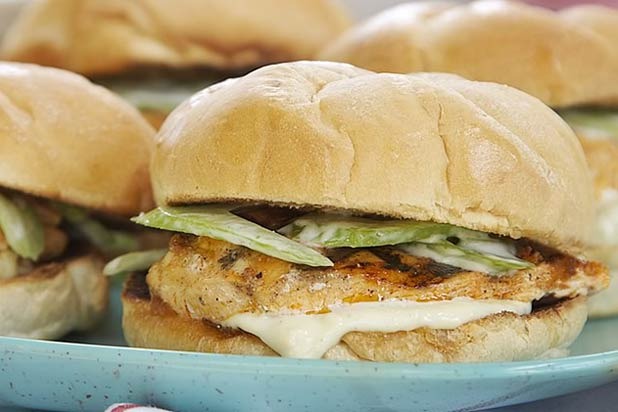Buffalo Grilled Chicken Sandwiches with Celery Slaw