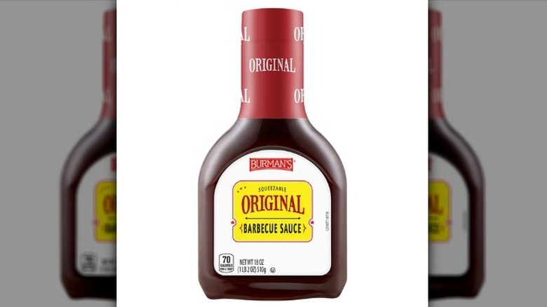 Burman's barbecue sauce on white background