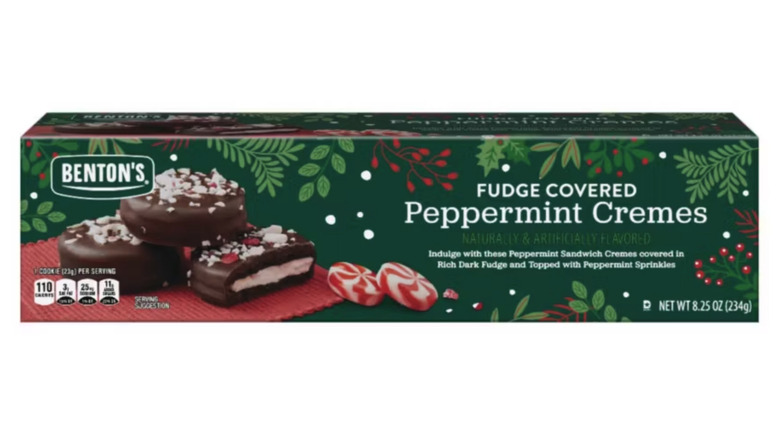 Fudge peppermint cremes on white background