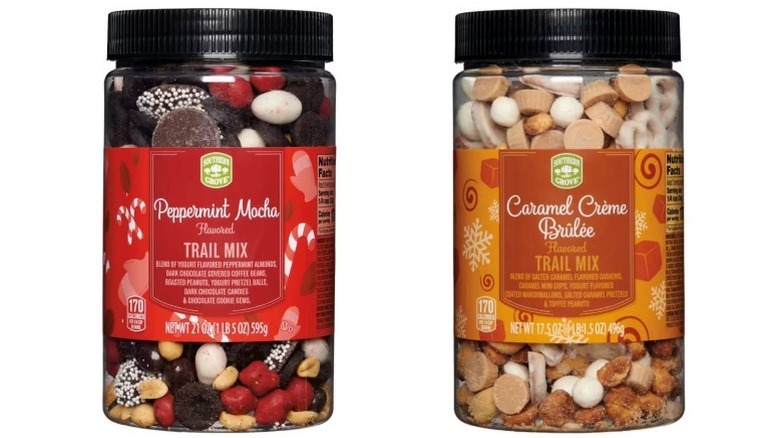 Holiday trail mixes on white background