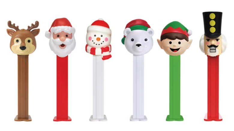 Holiday PEZ dispensers on white background