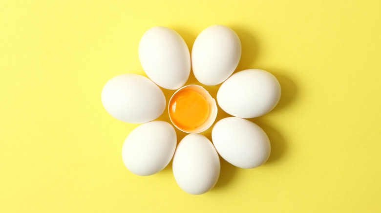 eggs with egg yolk highlighted