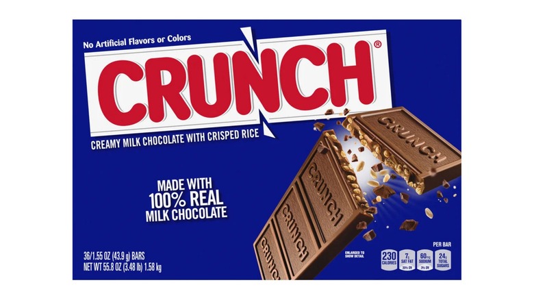 Crunch chocolate bar box on white background