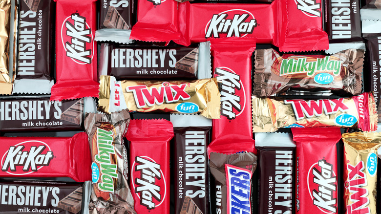 Pile of popular chocolate candy pieces