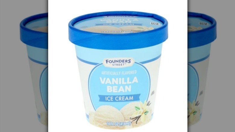 Founders Street vanilla bean ice cream on white background