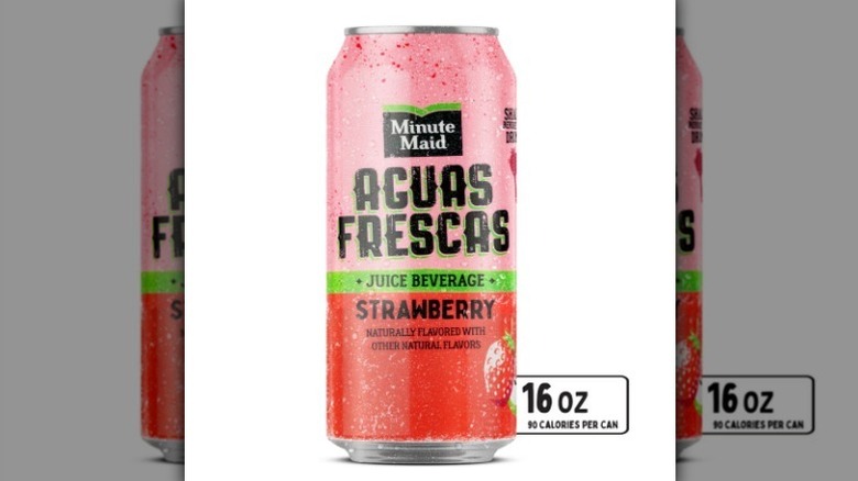 Strawberry agua fresca on white background