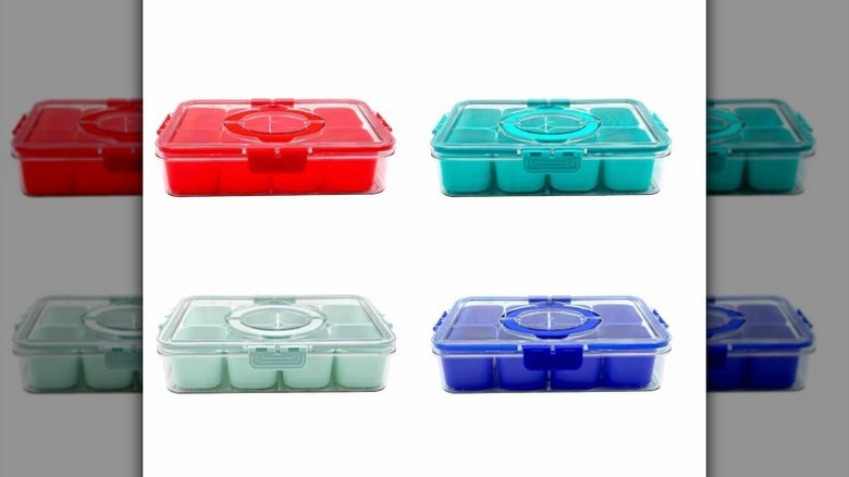 Snack box options on white background