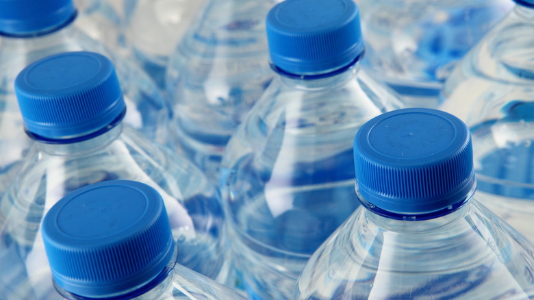 plastic bottles of water