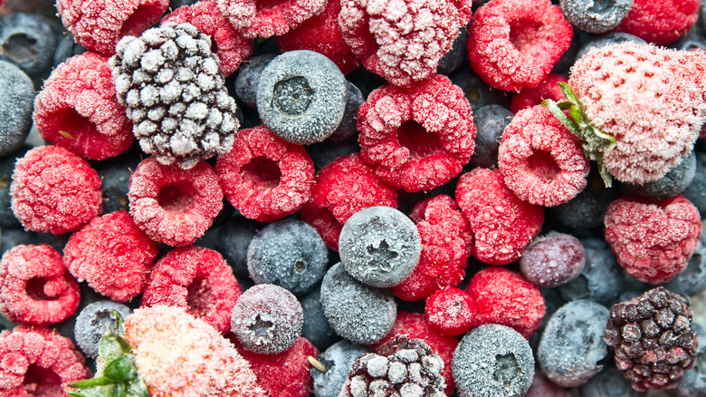 assortment of frozen berries