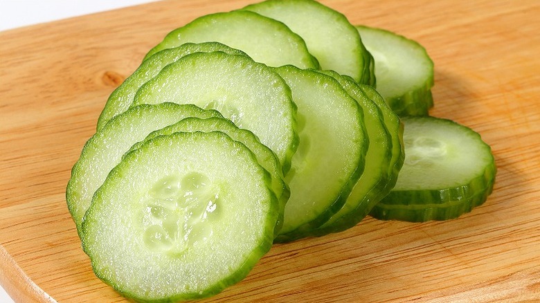 Thin slices of cucumber