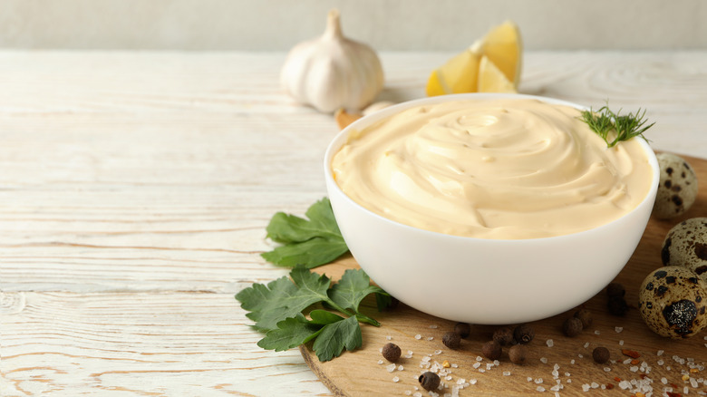 Fresh bowl of garlic aioli