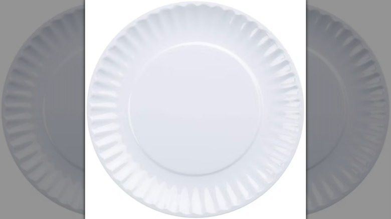One plate of the DII 12-Piece Melamine Dinnerware Set on a white background