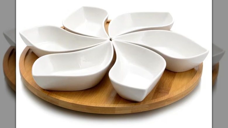 Elama Lazy Susan Appetizer and Condiment Server Set on a white background