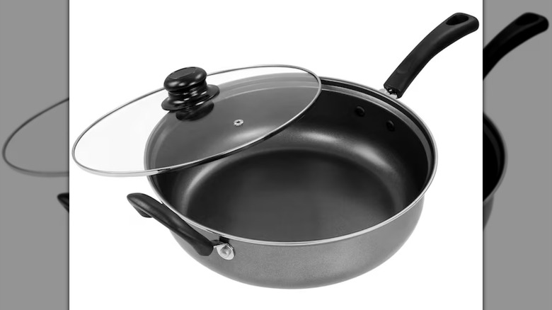 Gibson Aluminum Cooking Pan with Lid on a white background
