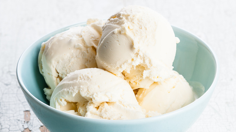 bowl of vanilla ice cream