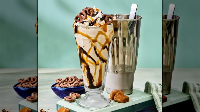 Red Robin's Monster Chocolate Dipped Pretzel & ﻿Caramel Malt