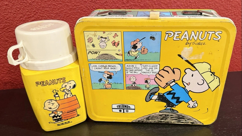 Vintage Peanuts lunchbox and thermos from the 1980s