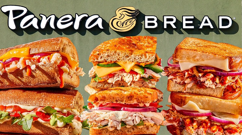 variety of Panera Bread sandwiches