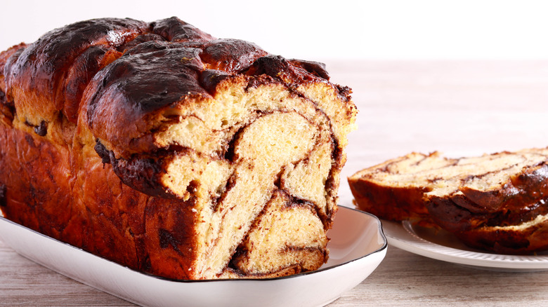 Chocolate babka in dish