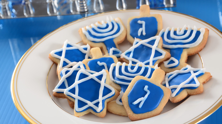 Hanukkah cookies on plate