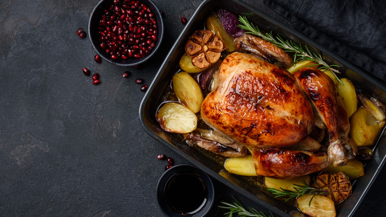 Roasted chicken with pomegranates